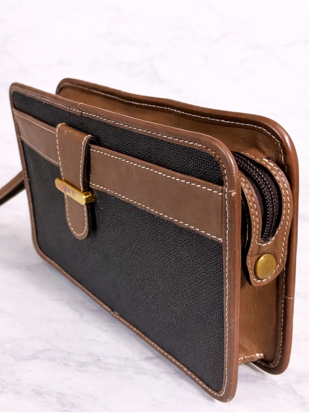 Dunhill London Clutch Travel Bag Brown Leather - Picture 4 of 5